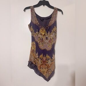 ECI asymmetrical blouse. Bead detailing. Size 4. Excellent condition